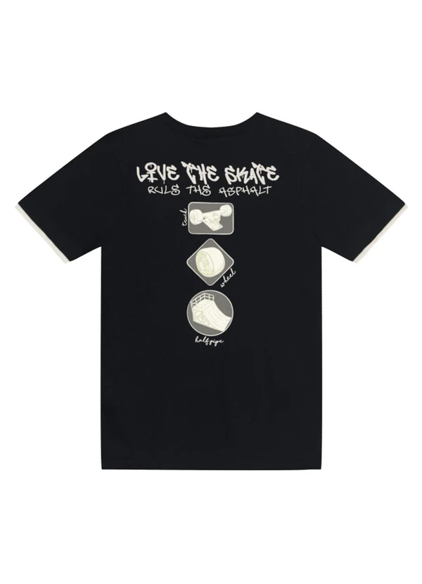 Brandili - Camiseta Menino com Aplique de Skate Preto 2