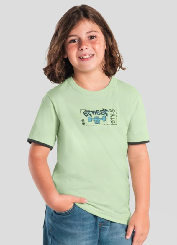 Brandili - Camiseta Menino com Aplique de Skate Verde