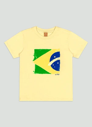 Up Baby - Camiseta Infantil com Bandeira Brasil Amarelo - UP BABY