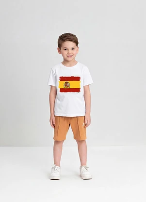 Up Baby - Camiseta Menino com Bandeira Espanha Branco - UP BABY