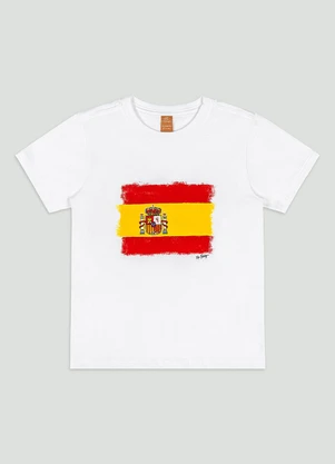 Up Baby - Camiseta Infantil com Bandeira Espanha Branco - UP BABY