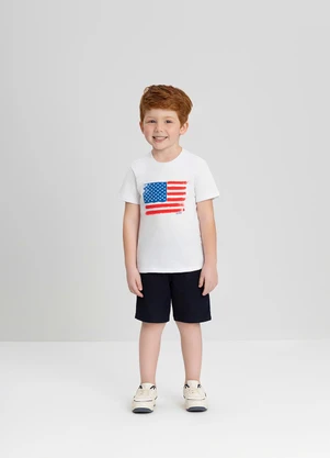 Up Baby - Camiseta Infantil com Bandeira Estados Unidos Branco - UP BABY