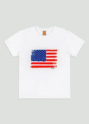 Up Baby - Camiseta Infantil com Bandeira Estados Unidos Branco - UP BABY