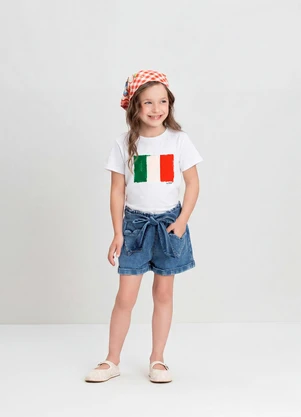 Up Baby - Camiseta Menino com Bandeira Itália Branco - UP BABY