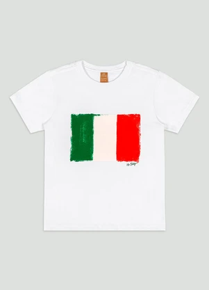 Up Baby - Camiseta Infantil com Bandeira Itália Branco - UP BABY