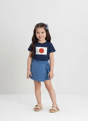 Up Baby - Camiseta Infantil com Bandeira Japão Azul - UP BABY
