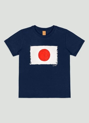 Up Baby - Camiseta Infantil com Bandeira Japão Azul - UP BABY