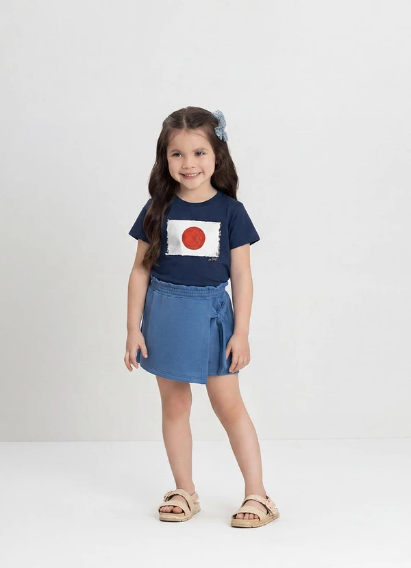 Up Baby - Camiseta Menino com Bandeira Japão Azul