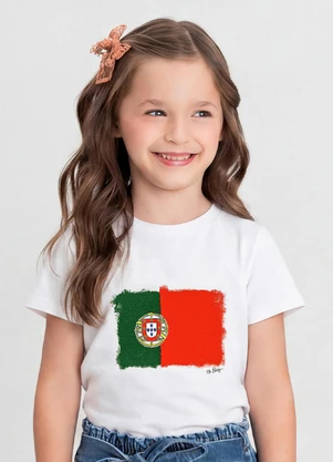 Up Baby - Camiseta Menino com Bandeira Portugal Branco - UP BABY