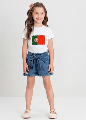 Up Baby - Camiseta Menino com Bandeira Portugal Branco - UP BABY