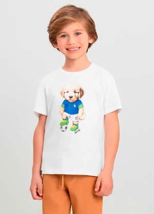 Camiseta Menino com Cachorro Quimby Branco - QUIMBY