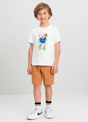Camiseta Menino com Cachorro Quimby Branco - QUIMBY