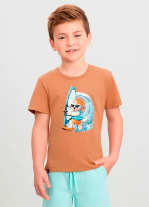Camiseta Menino com Cachorro Quimby Marrom - QUIMBY