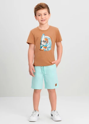 Camiseta Menino com Cachorro Quimby Marrom - QUIMBY