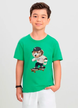 Camiseta Menino com Cachorro Quimby Verde - QUIMBY