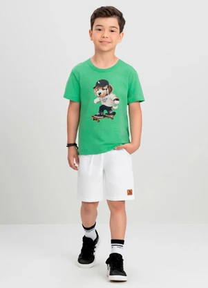 Camiseta Menino com Cachorro Quimby Verde - QUIMBY