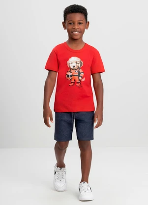 Camiseta Menino com Cachorro Quimby Vermelho - QUIMBY