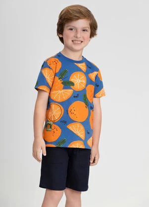 Camiseta Menino de Laranjas Up Baby Azul - UP BABY