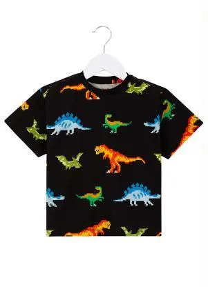Bento - Camiseta Menino de Malha Dinopix Preto - BENTO