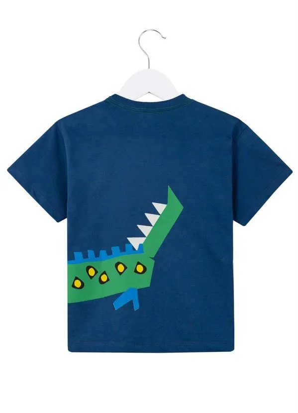 Bento - Camiseta Menino de Malha Silk Jacaré Azul 2