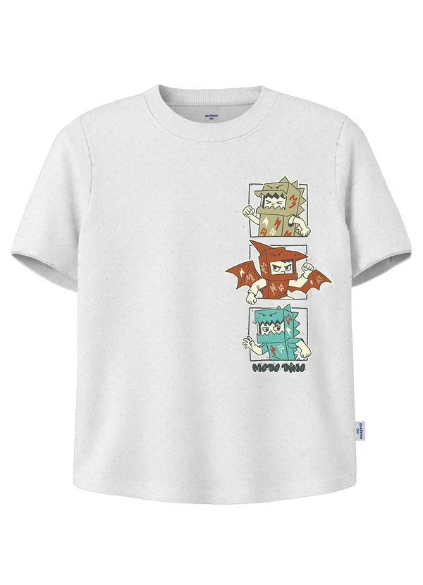 Malwee Kids - Camiseta Menino Dino em Botonê Branco 3