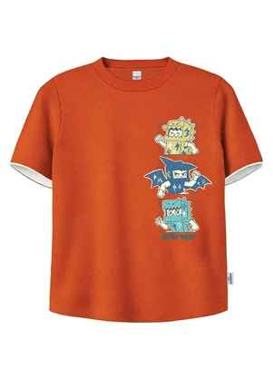 Malwee Kids - Camiseta Menino Dino em Botonê Terracota - MALWEE KIDS