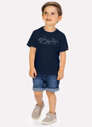 Milon - Camiseta Menino Dinossauros Azul Marinho - MILON