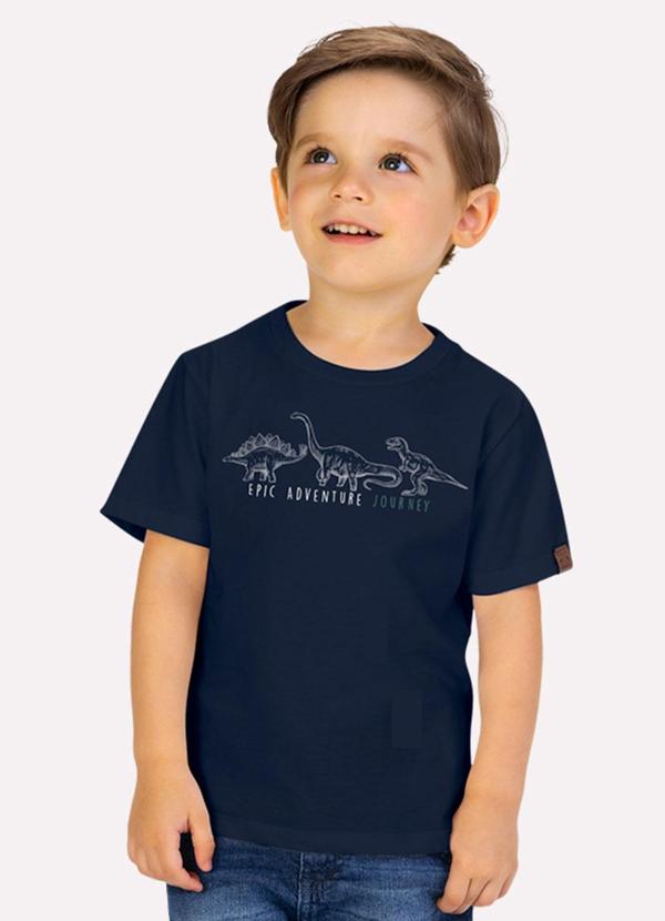 Milon - Camiseta Menino Dinossauros Azul Marinho