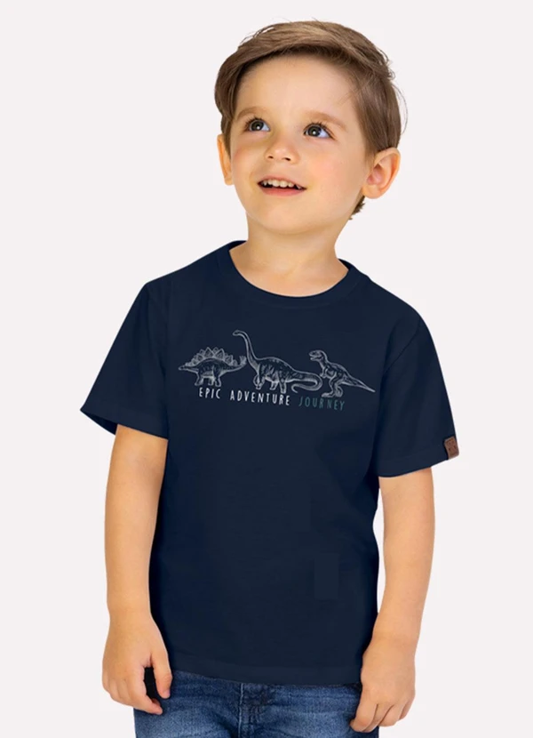 Milon - Camiseta Menino Dinossauros Azul Marinho