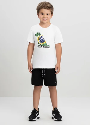 Quimby - Camiseta Infantil em Meia Malha Brasil Branco - QUIMBY