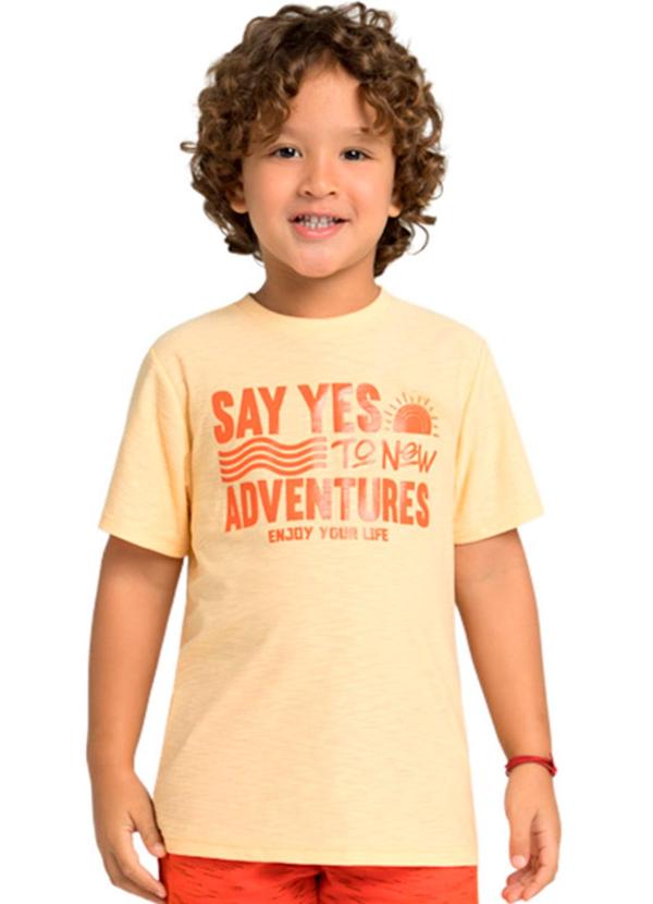 Marlan - Camiseta Menino em Meia Malha Flamê Amarelo