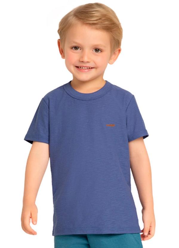Marlan - Camiseta Menino em Meia Malha Flamê Azul