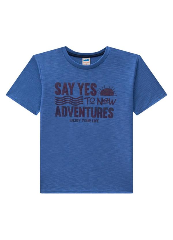 Marlan - Camiseta Menino em Meia Malha Flamê Azul