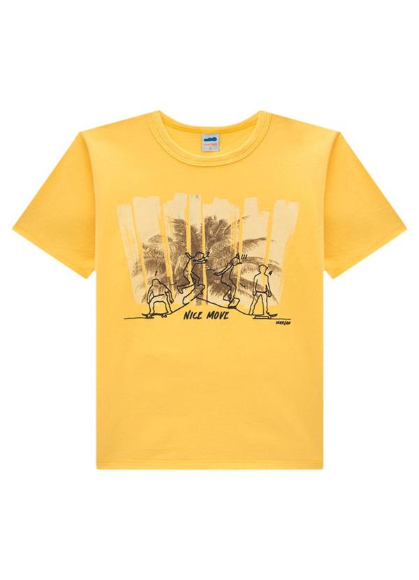 Marlan - Camiseta Menino em Meia Malha Penteada Amarelo