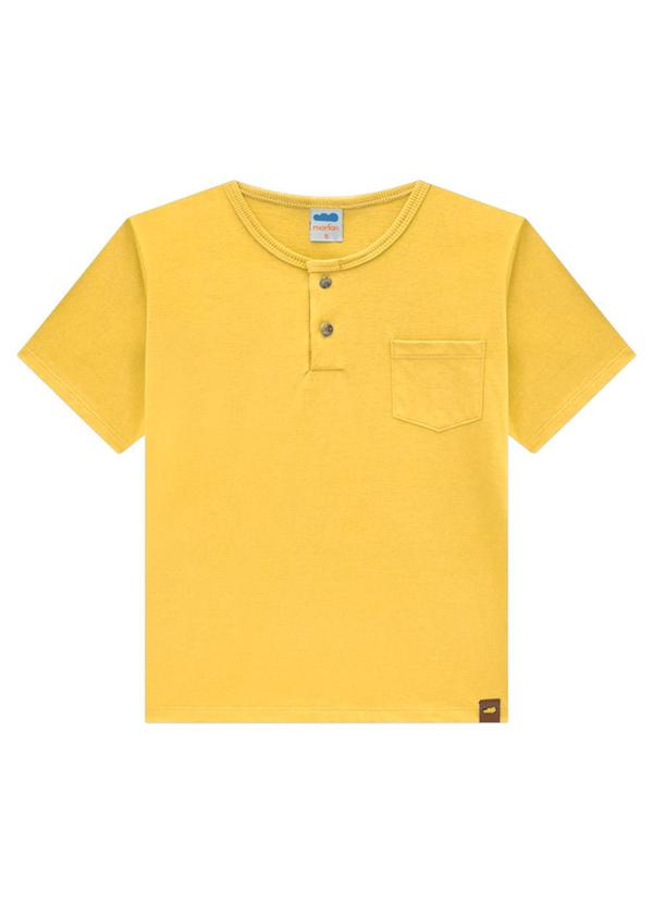 Marlan - Camiseta Menino em Meia Malha Penteada Amarelo
