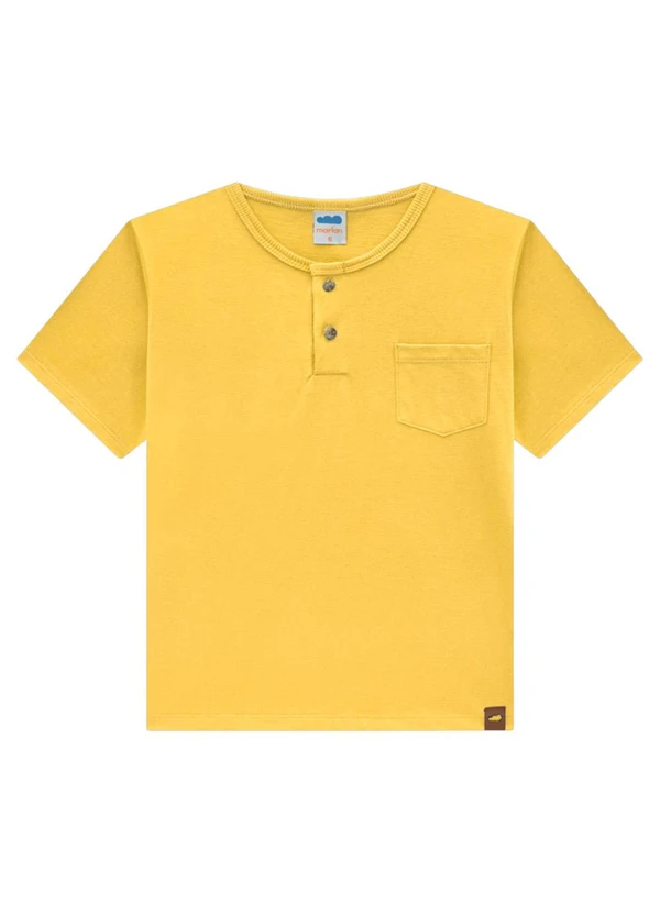 Marlan - Camiseta Menino em Meia Malha Penteada Amarelo