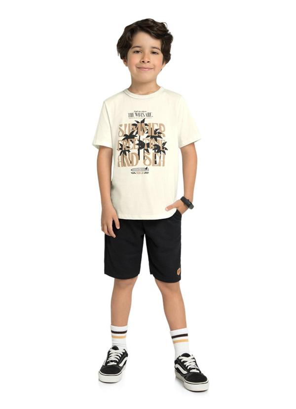 Marlan - Camiseta Menino em Meia Malha Penteada Bege 2