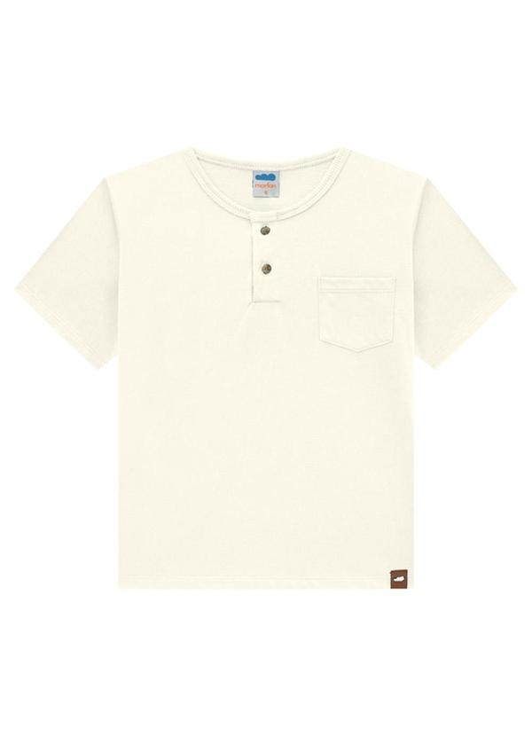 Marlan - Camiseta Menino em Meia Malha Penteada Bege