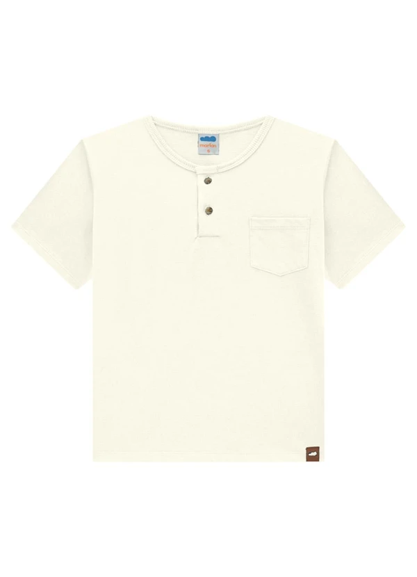 Marlan - Camiseta Menino em Meia Malha Penteada Bege