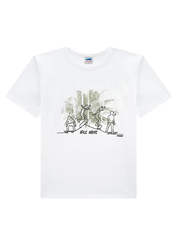 Marlan - Camiseta Menino em Meia Malha Penteada Branco