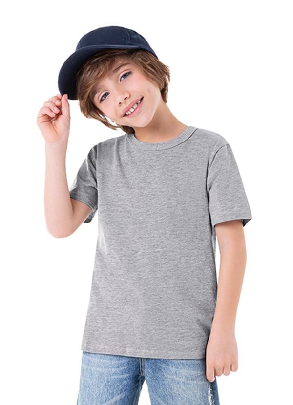 Marlan - Camiseta Menino em Meia Malha Penteada Cinza