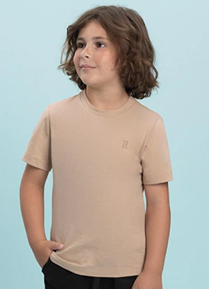 Ioluig - Camiseta Menino em Meia Malha Penteada Marrom - IOLUIG