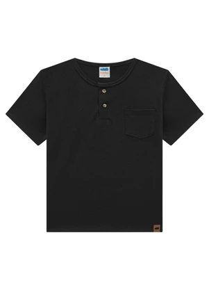 Marlan - Camiseta Menino em Meia Malha Penteada Preto - MARLAN