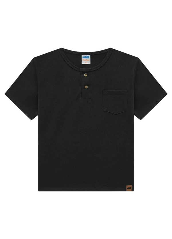 Marlan - Camiseta Menino em Meia Malha Penteada Preto 1