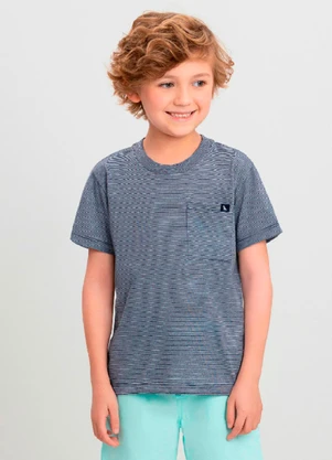 Camiseta Menino em Poliéster e Algodão Quimby Azul - QUIMBY
