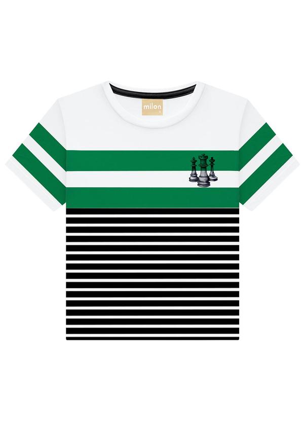 Milon - Camiseta Menino Listras Branco
