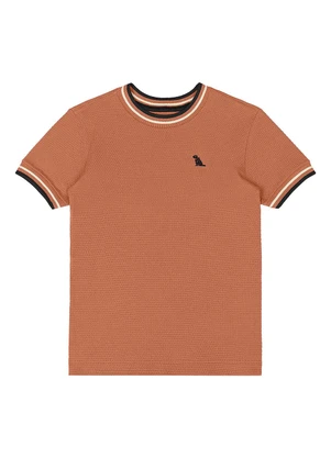 Quimby - Camiseta Menino Malha Colmeia Marrom - QUIMBY