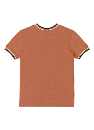 Quimby - Camiseta Menino Malha Colmeia Marrom - QUIMBY