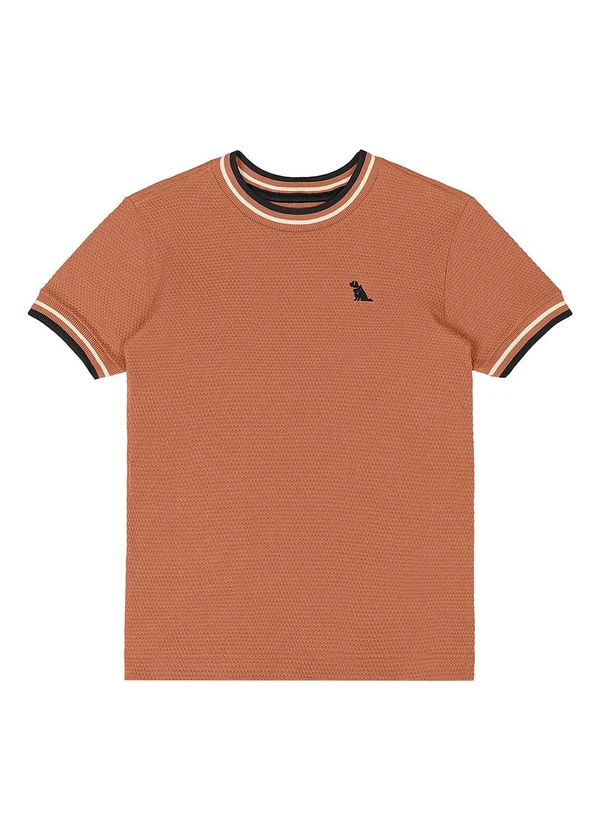 Quimby - Camiseta Menino Malha Colmeia Marrom