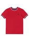 Quimby - Camiseta Menino Malha Colmeia Marrom - variação: Vermelho